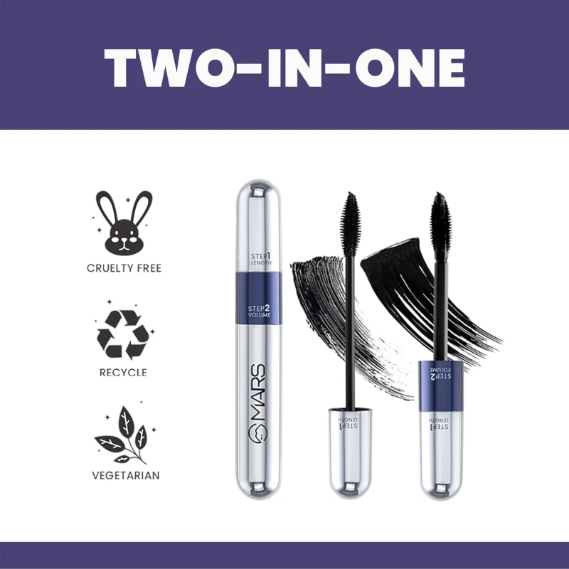 MARS Double Trouble Volumizing and Lengthening Mascara | 2-in-1 Mascara for Women 15 ml thumbnail 6